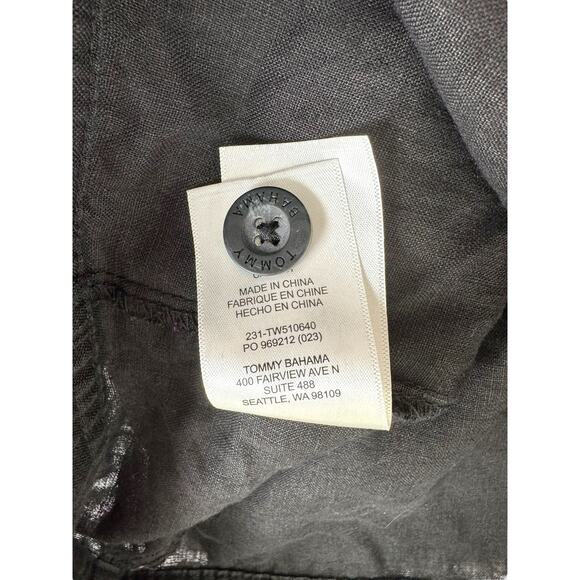 Tommy Bahama Two Palms Linen Button Front Jacket S Black Raw Edge Cropped - Picture 8 of 8